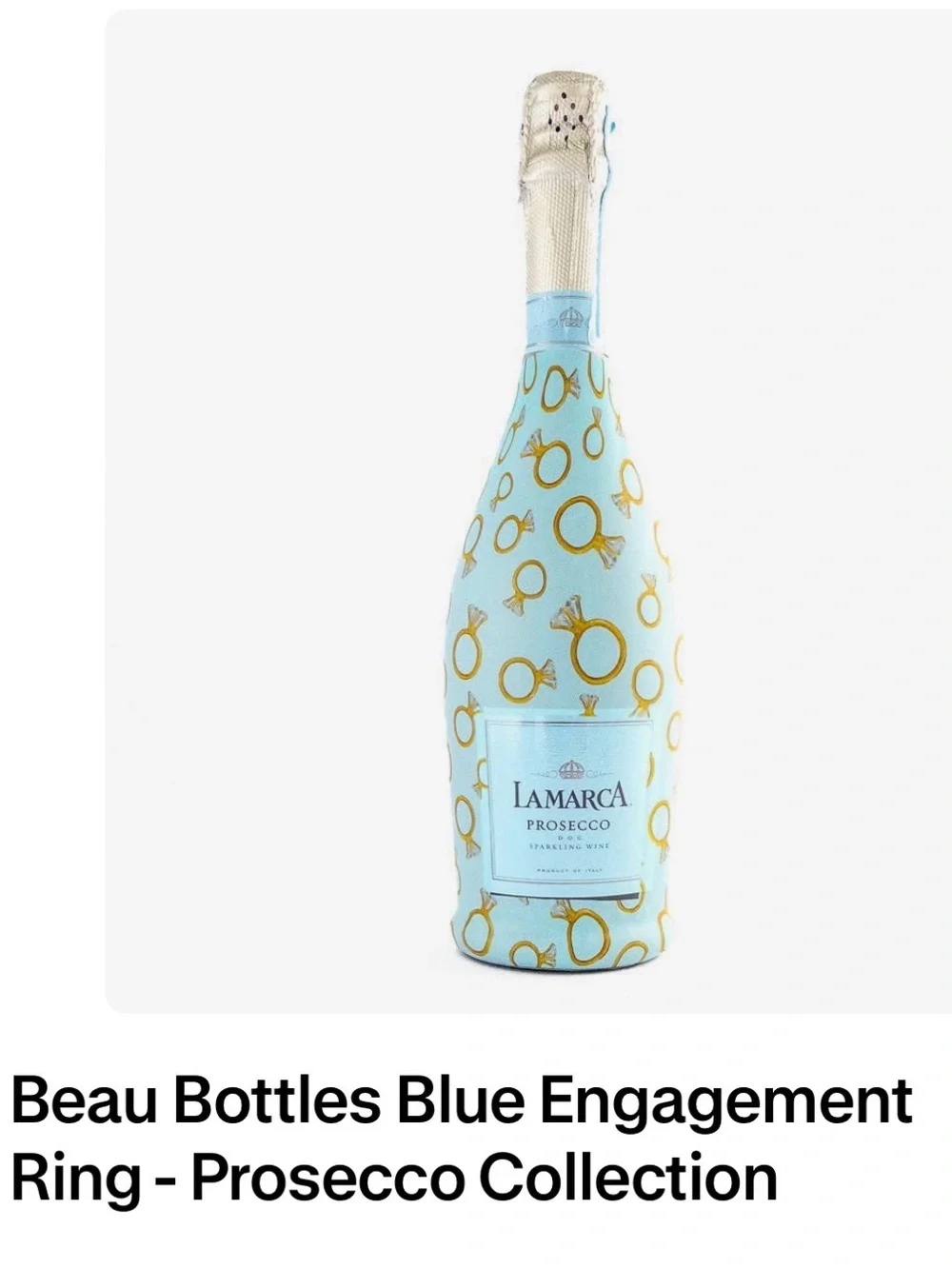 Beau Bottles Blue Engagement Ring Bottle Cover - Celebration Party Decor set 6